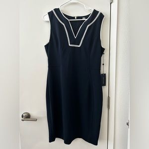 New Gorgeous Tommy Hilfiger Navy Dress with white decorative trim
